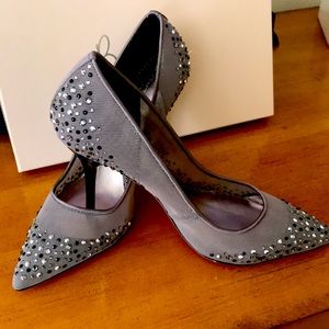 Jeweled pewter heels